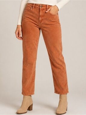 American Eagle Mom Straight Corduroy Jeans Size 10 Terracotta High Rise
